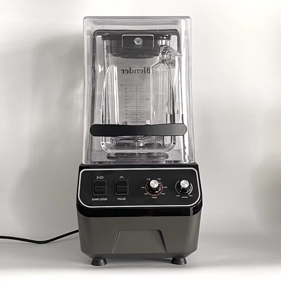 Direct front view of the AIMA OTJ-KC78 blender showcasing the variable speed and time setting knobs.