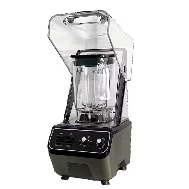 AIMA OTJ-KC78 2200W high-speed blender with its sound insulation cover open for easy access.