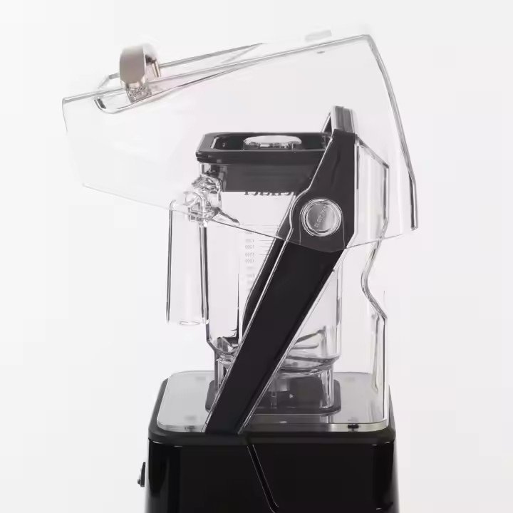 AIMA OTJ-KC80 2200W high-speed blender with sound enclosure open, showing the food-grade PC jar.