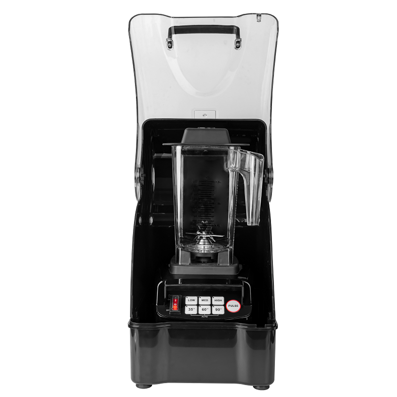 AIMA OTJ-800 1500W soundproof commercial blender featuring a noise enclosure, multiple capacity options, and 200G grinder cup for OEM wholesale.