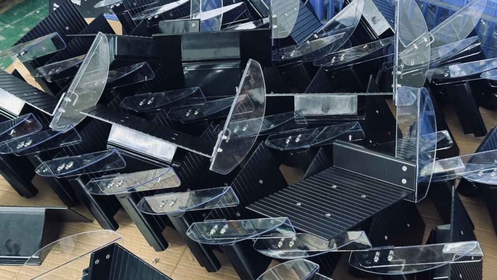 Bulk black ABS plastic housing chassis for commercial blender and slicer assembly