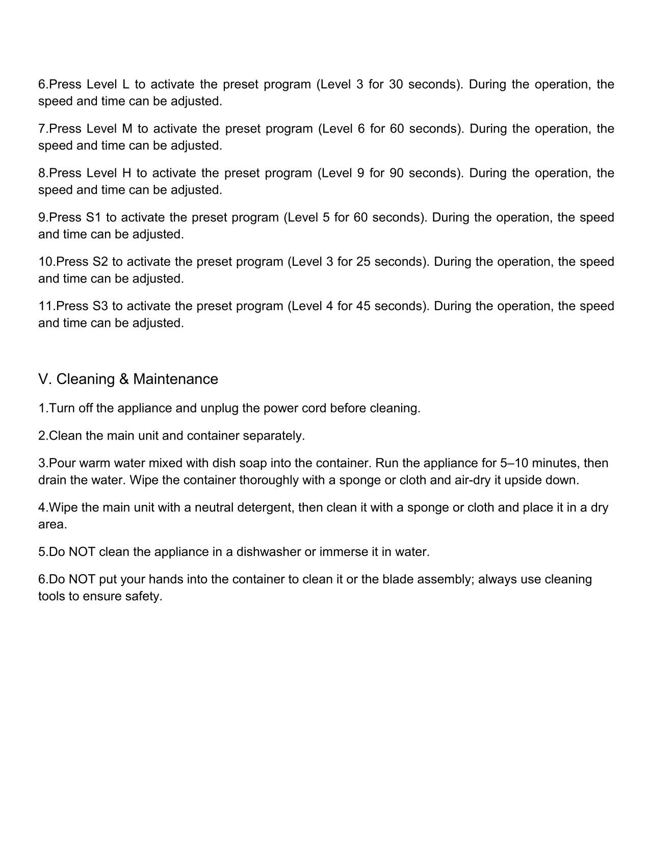 High Power Wall Breaking Blender Technical Manual Page 5