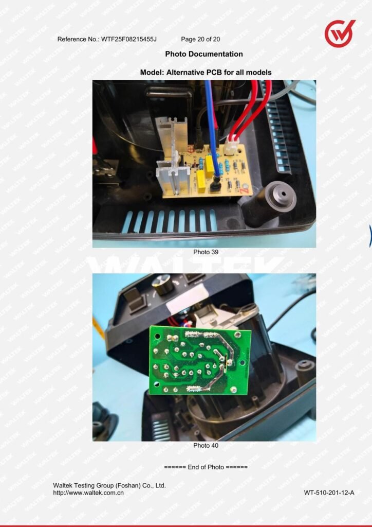 Internal electronic teardown showing alternative PCB control board for AIMA blenders