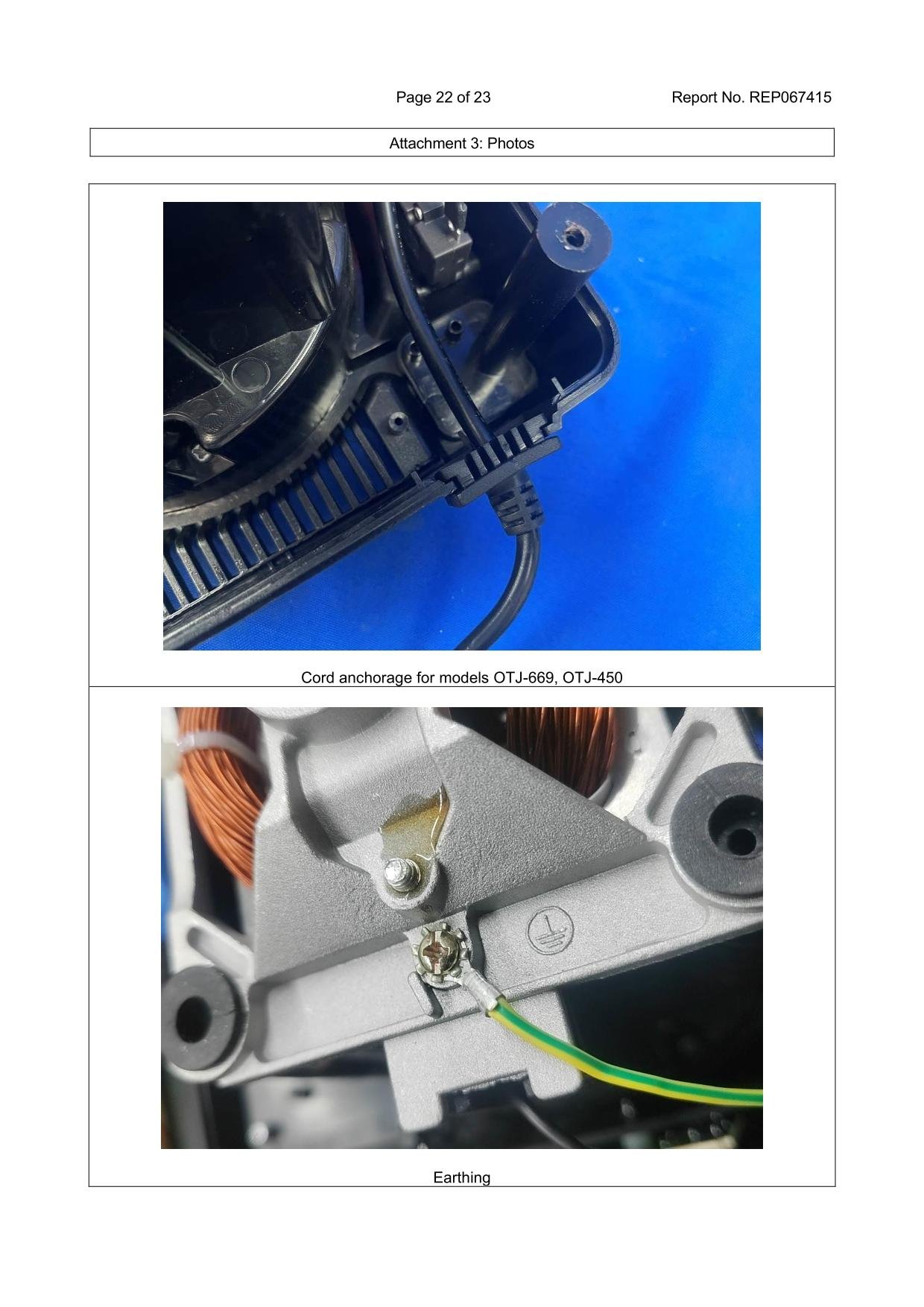Safety chassis earthing ground terminal attached to metal motor frame