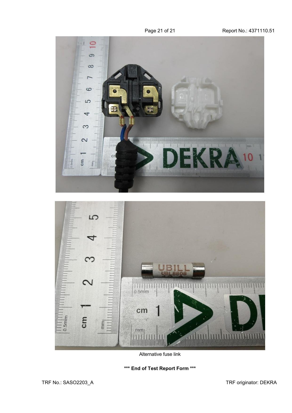 UL certified fused power plug with clear safety marking label for appliance export