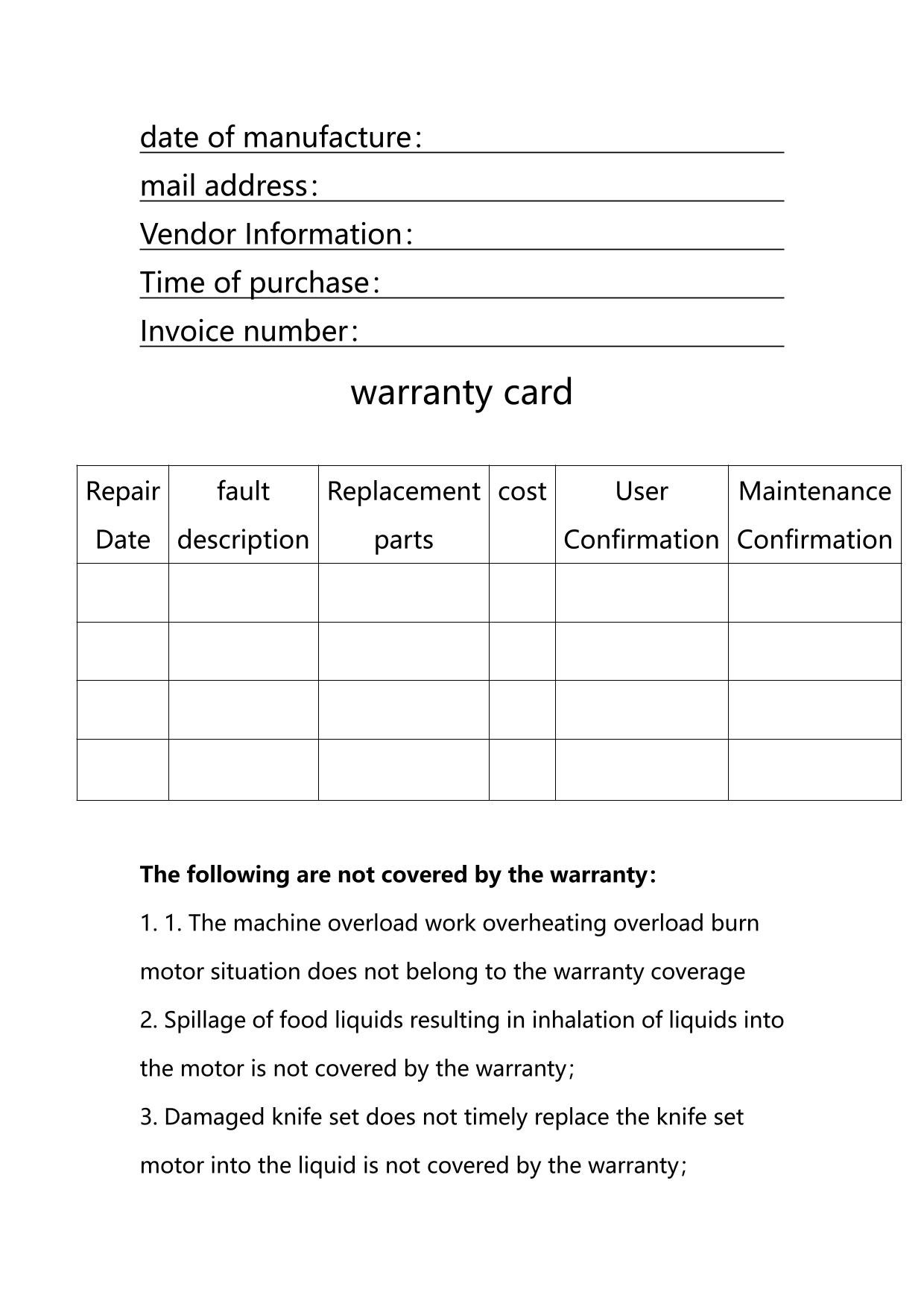 Excluded Warranty Conditions Page 18