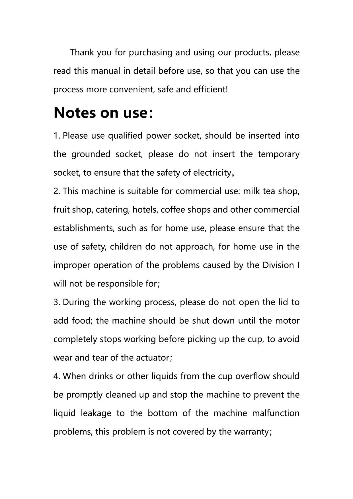 G6 Commercial Blender Safety Notes Page 2