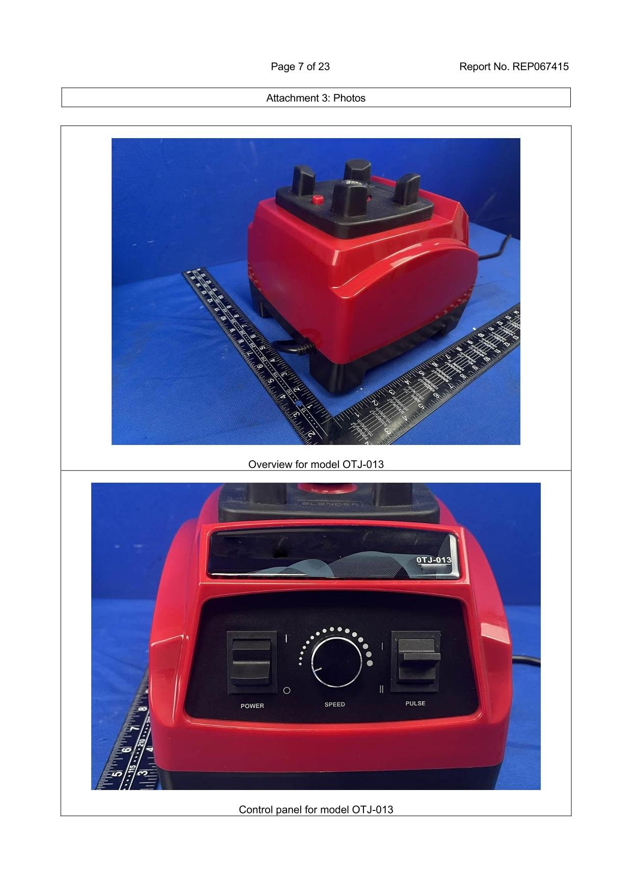 Heavy-duty blender base design and mechanical switch control panel for model OTJ-013