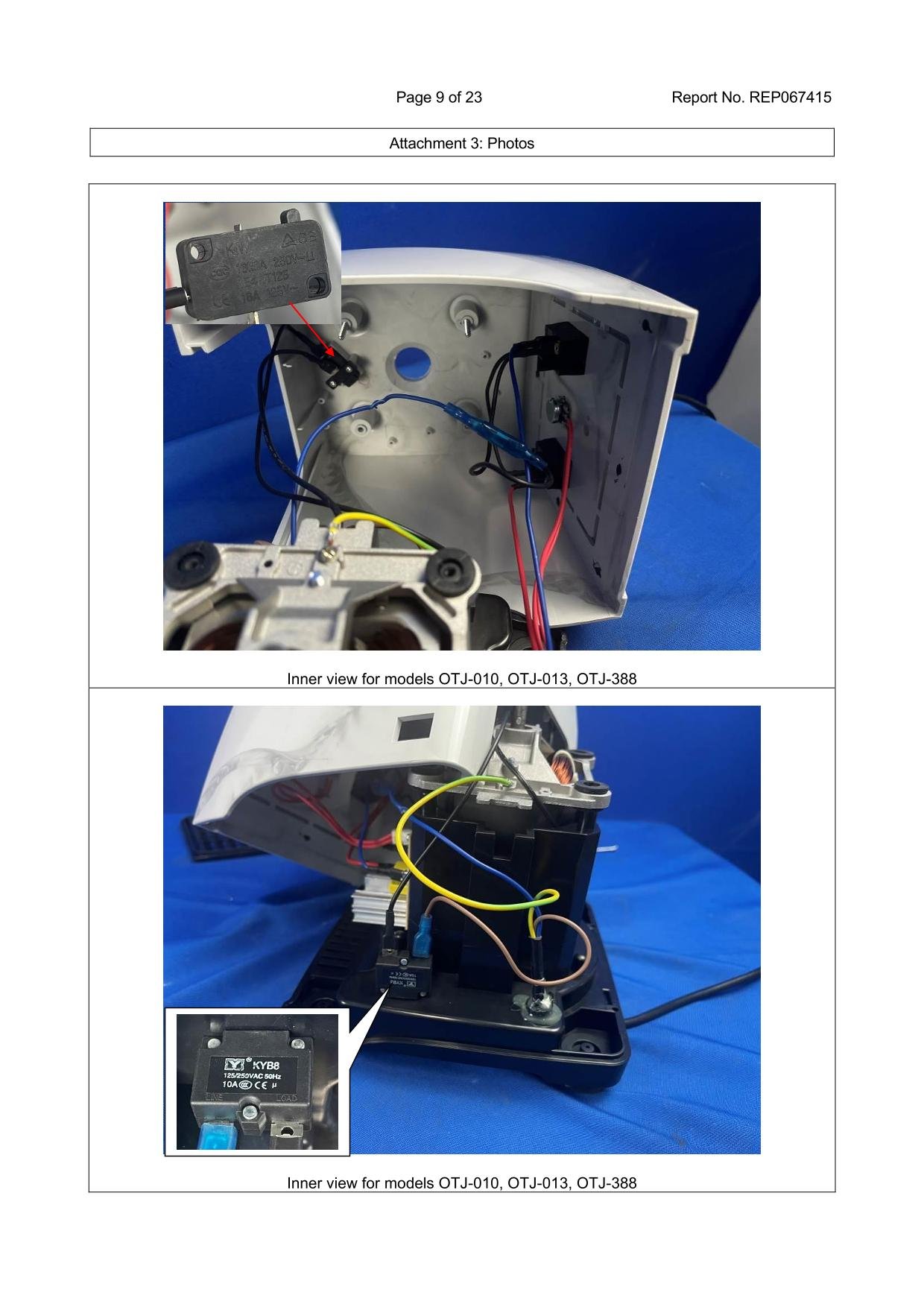 Inner view of blender housing showing micro switch placement and wiring layout
