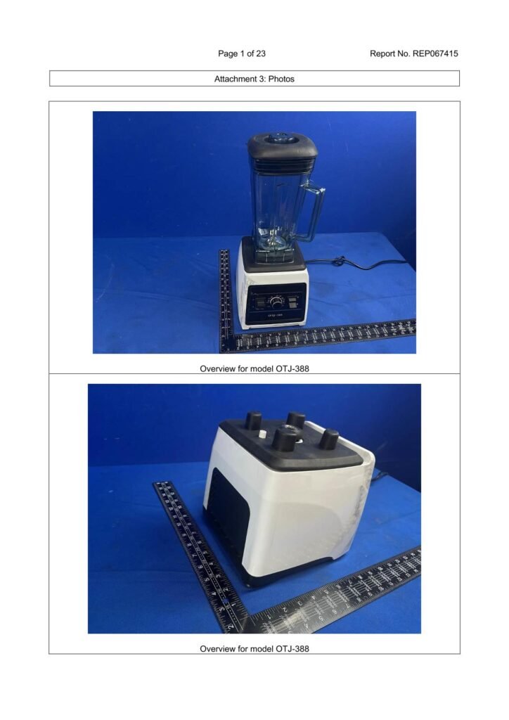 Overview test photos of high-speed commercial blender model OTJ-388