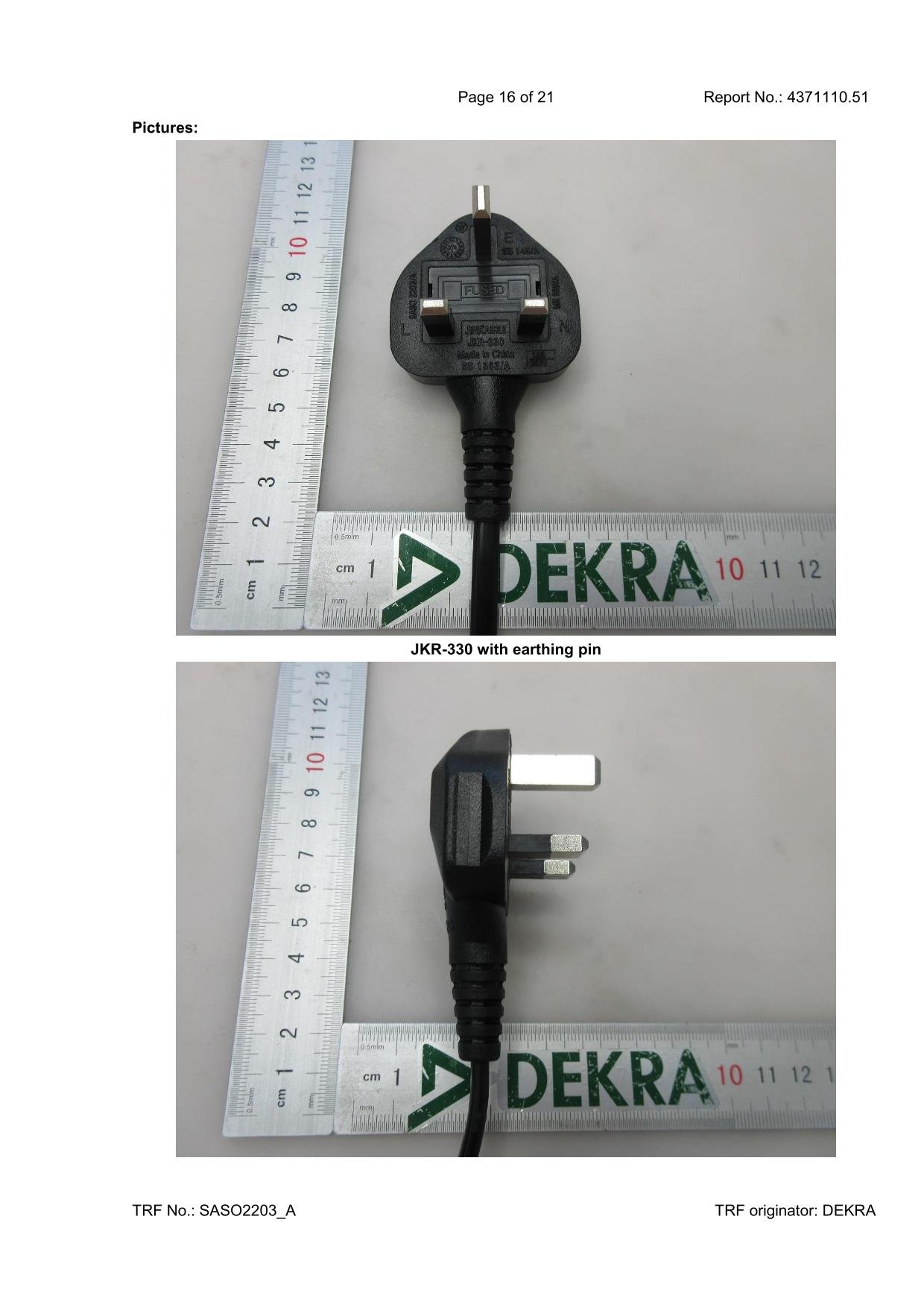 Physical photo of JKR-330 13A UK 3-pin fused plug with insulated earthing pin for kitchen appliances